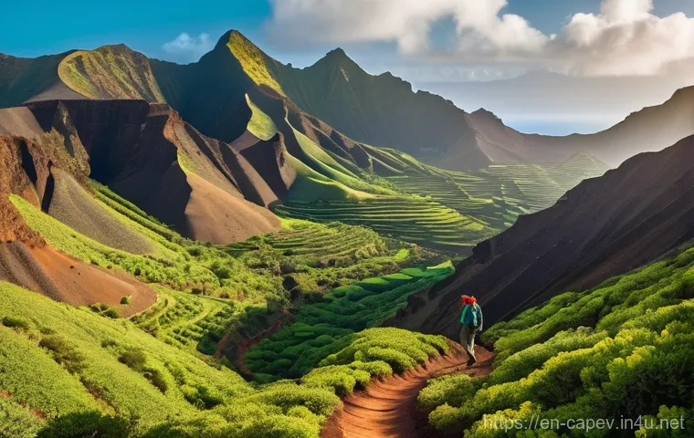 카보베르데 자연경관과 생태관광 - **Prompt:** A vibrant, panoramic shot capturing the dramatic contrasts of Cape Verde's landscapes. I...
