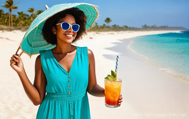 카보베르데 비자 정보 - **Prompt:** "A young, diverse traveler, wearing a stylish, modest sundress and sunglasses, stands on...