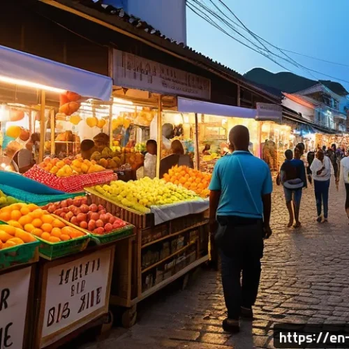 카보베르데 범죄율 및 위험지역 - A vibrant street scene in Praia&rsquo;s market district during early evening, showing a diverse crowd of t...
